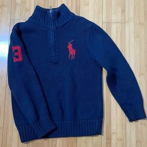 Navy blue red horse boy polo ralph lauren sweater size 7